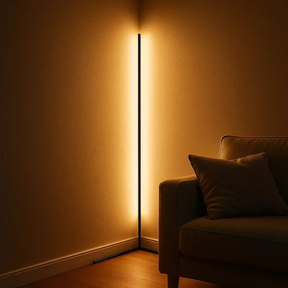 Minimalistische dimmbare RGB-LED-Eck-Stehlampe mit Fernbedienung